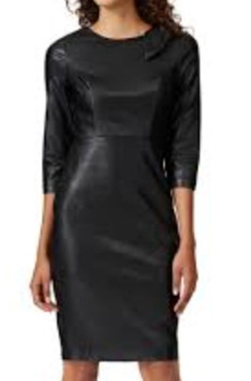 Badgley Mischka Dress Faux Leather Sheath Black 2
